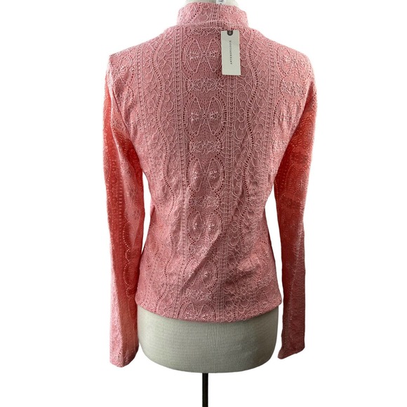 Anthropologie Daily Practice Linden Lace Mock Neck Top Pink Women's Size Medium - Picture 7 of 10